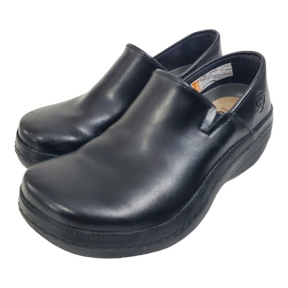 TIMBERLAND PRO Shoes Womens Size 5.5 Black Leather Slip On Nursing Clogs 39689 - Picture 1 of 11
